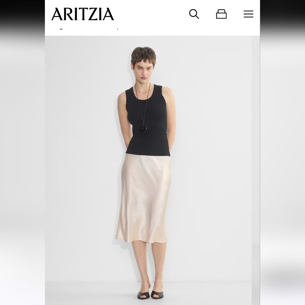 Aritzia Slip Satin Midi Skirt